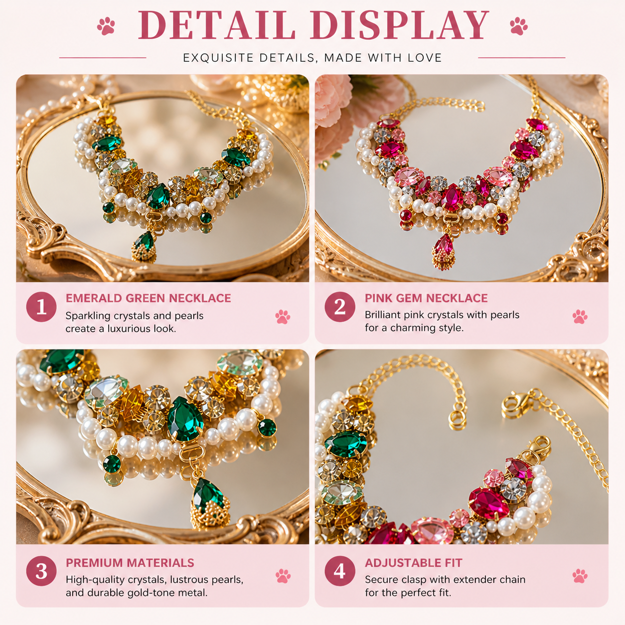 Luxury Pet Necklace Crystal Pearl Designer Pet Jewelry Collar