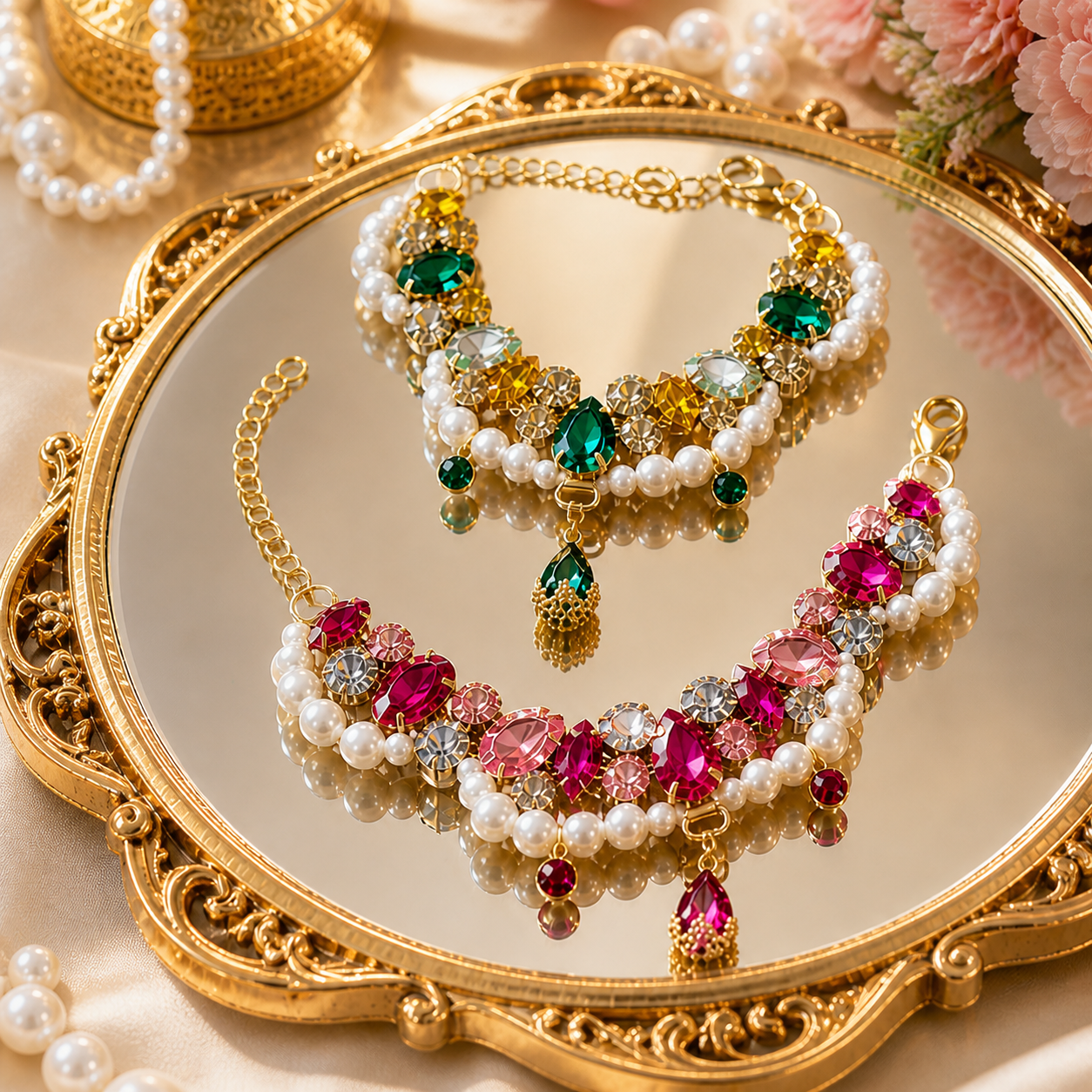 Luxury Pet Necklace Crystal Pearl Designer Pet Jewelry Collar
