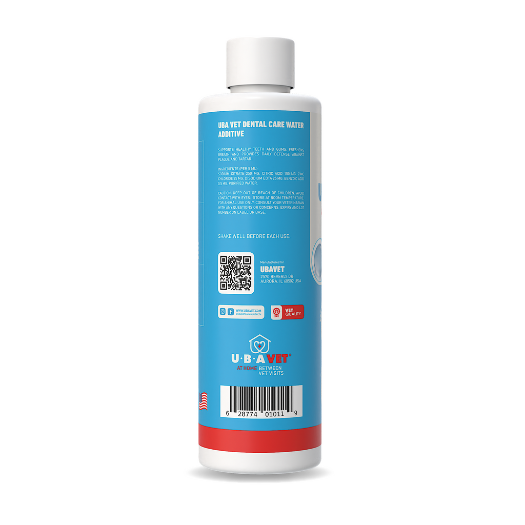 UBAVET Dental Care Water Additive for Dogs & Cats – Odorless & Tasteless Oral Health Solution (16 fl oz / 473 ml)