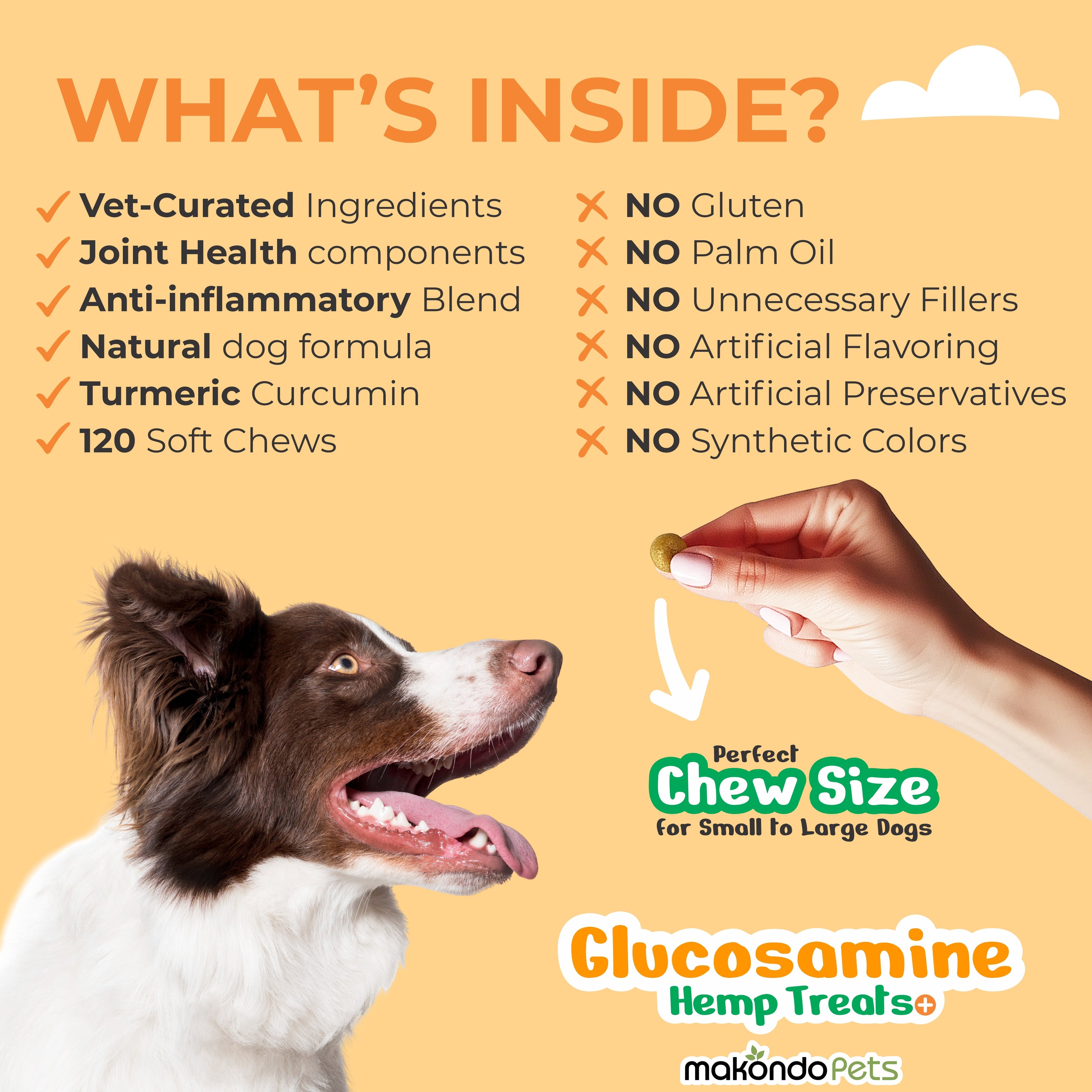 Makondo Pets Glucosamine for Dogs - 120 Soft Chews