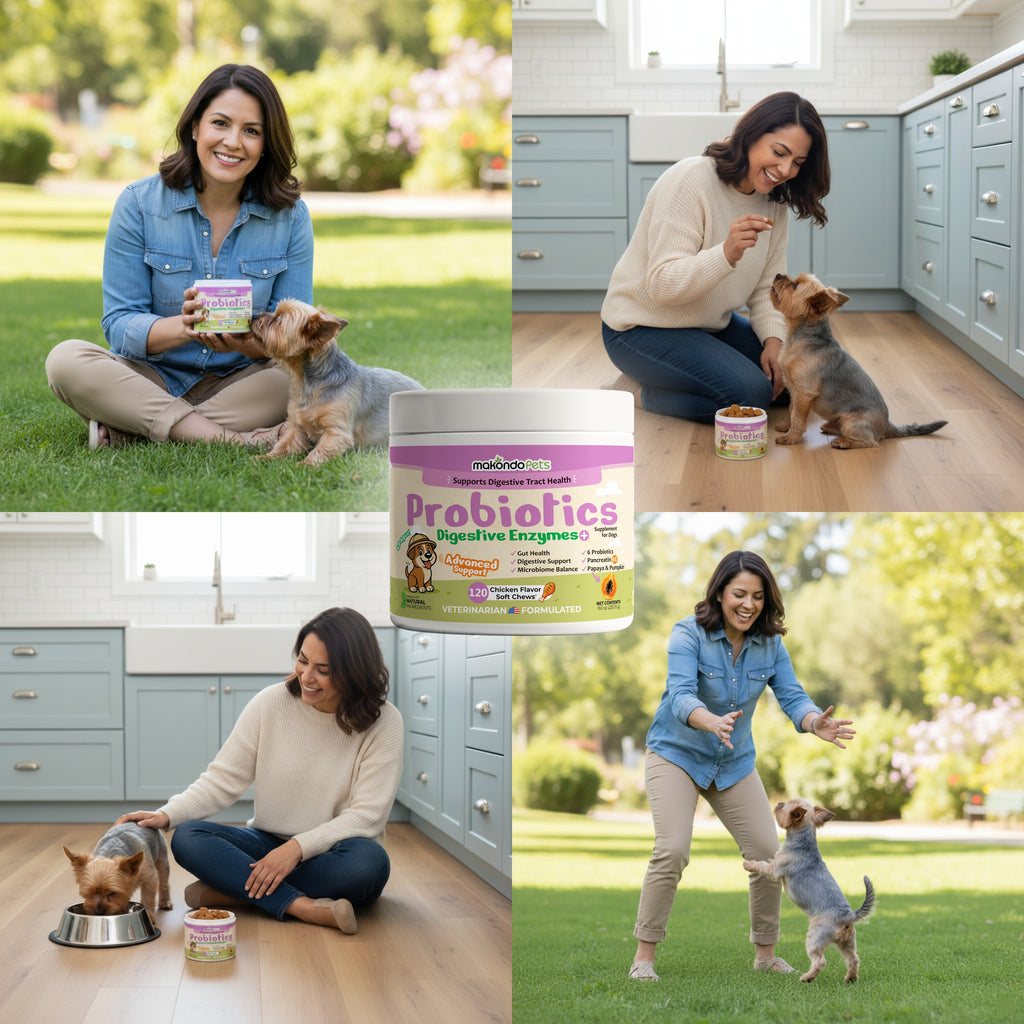 Makondo Pets Dog Probiotics Digestive Enzymes - 120 Soft Chews