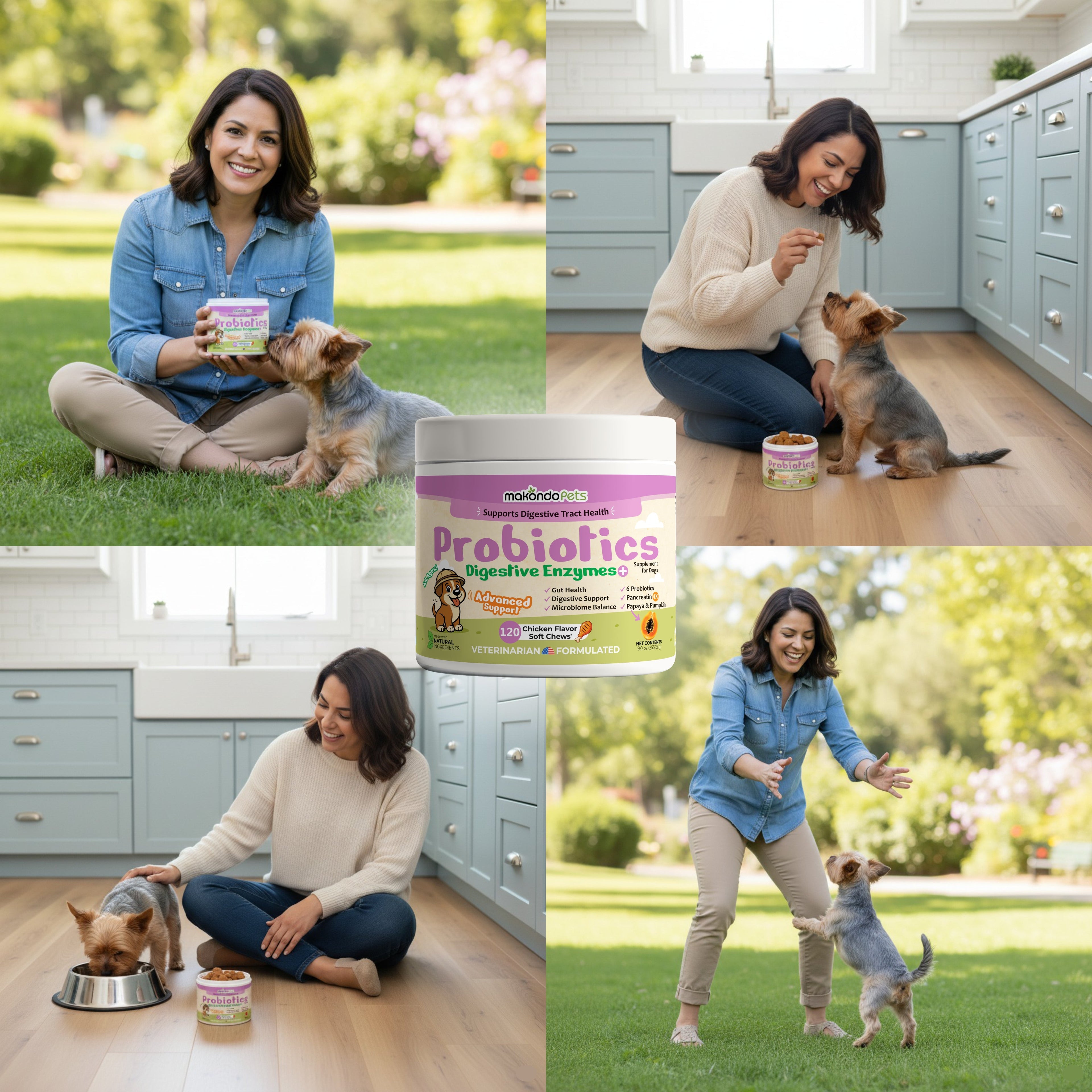 Makondo Pets Dog Probiotics Digestive Enzymes - 120 Soft Chews