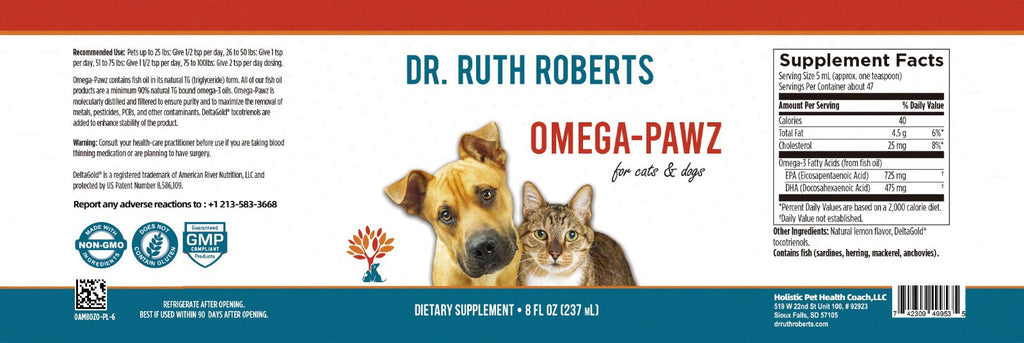 Omega Pawz by Dr. Ruth Roberts - Liquid Omega 3 Oil for Dogs and Cats