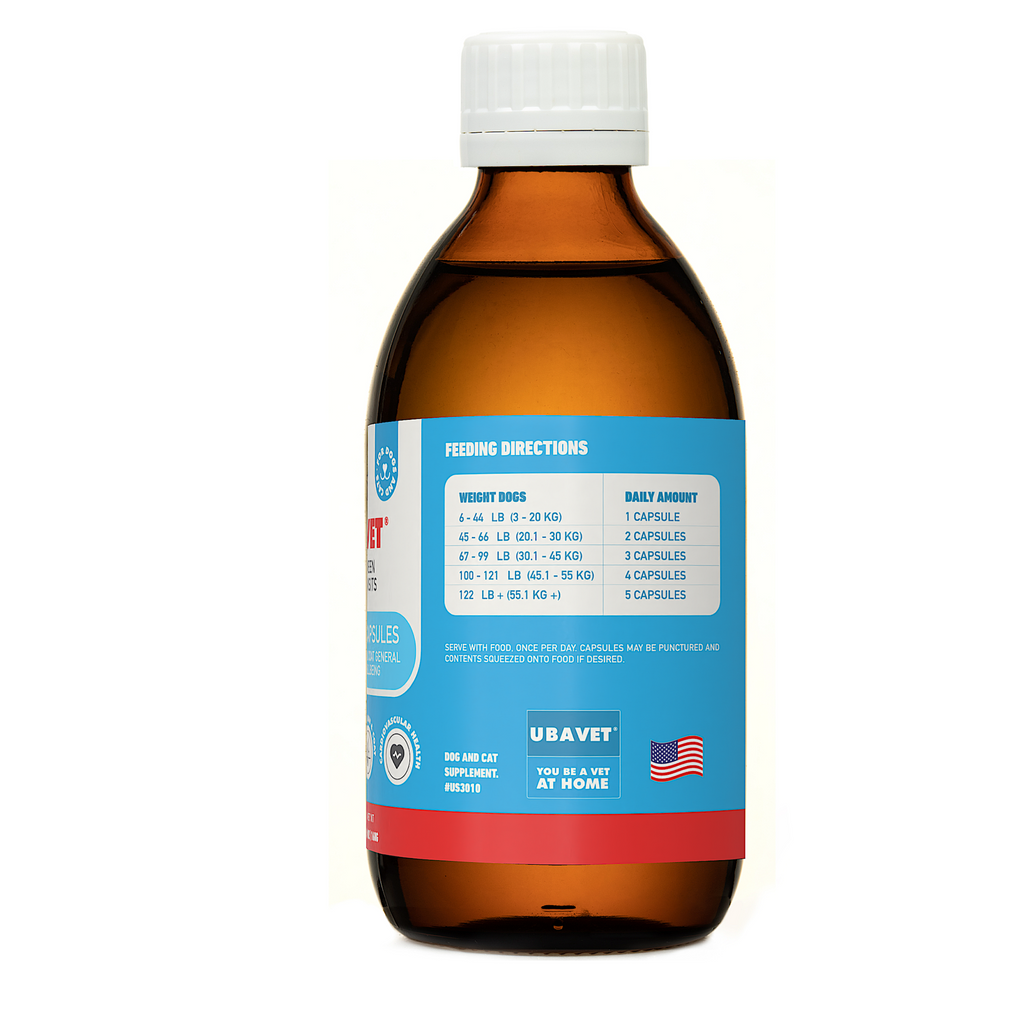 UBAVET Omega-3 Skin & Coat Health and Wellbeing Liquid for Dogs & Cats – 8 fl oz / 237 ml
