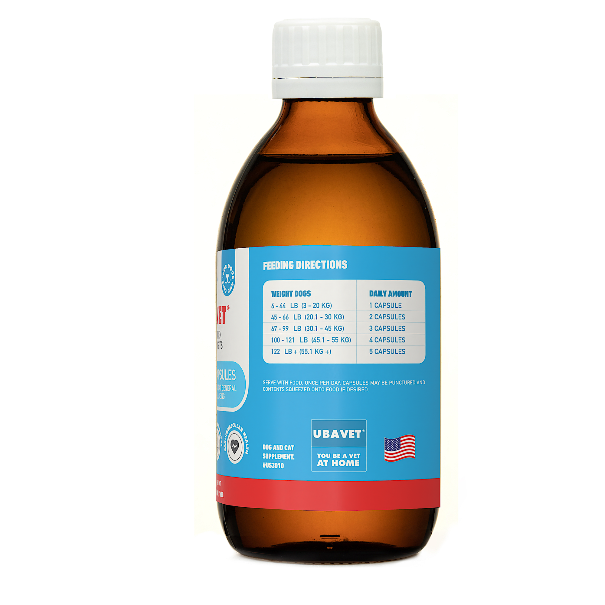 UBAVET Omega-3 Skin & Coat Health and Wellbeing Liquid for Dogs & Cats – 8 fl oz / 237 ml