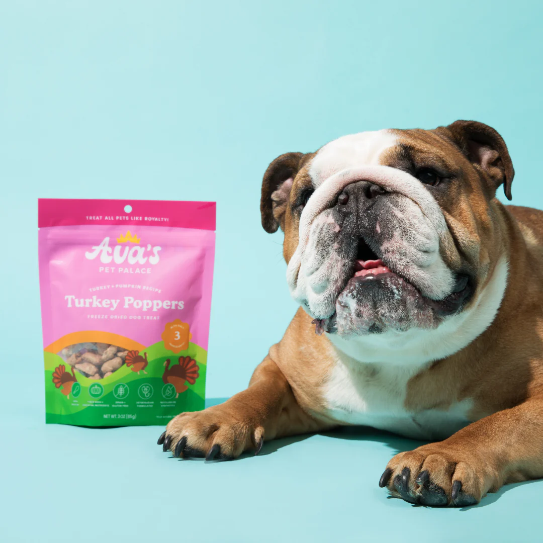 Ava's Pet Palace Freeze Dried Dog Treats - Turkey Poppers (3oz)