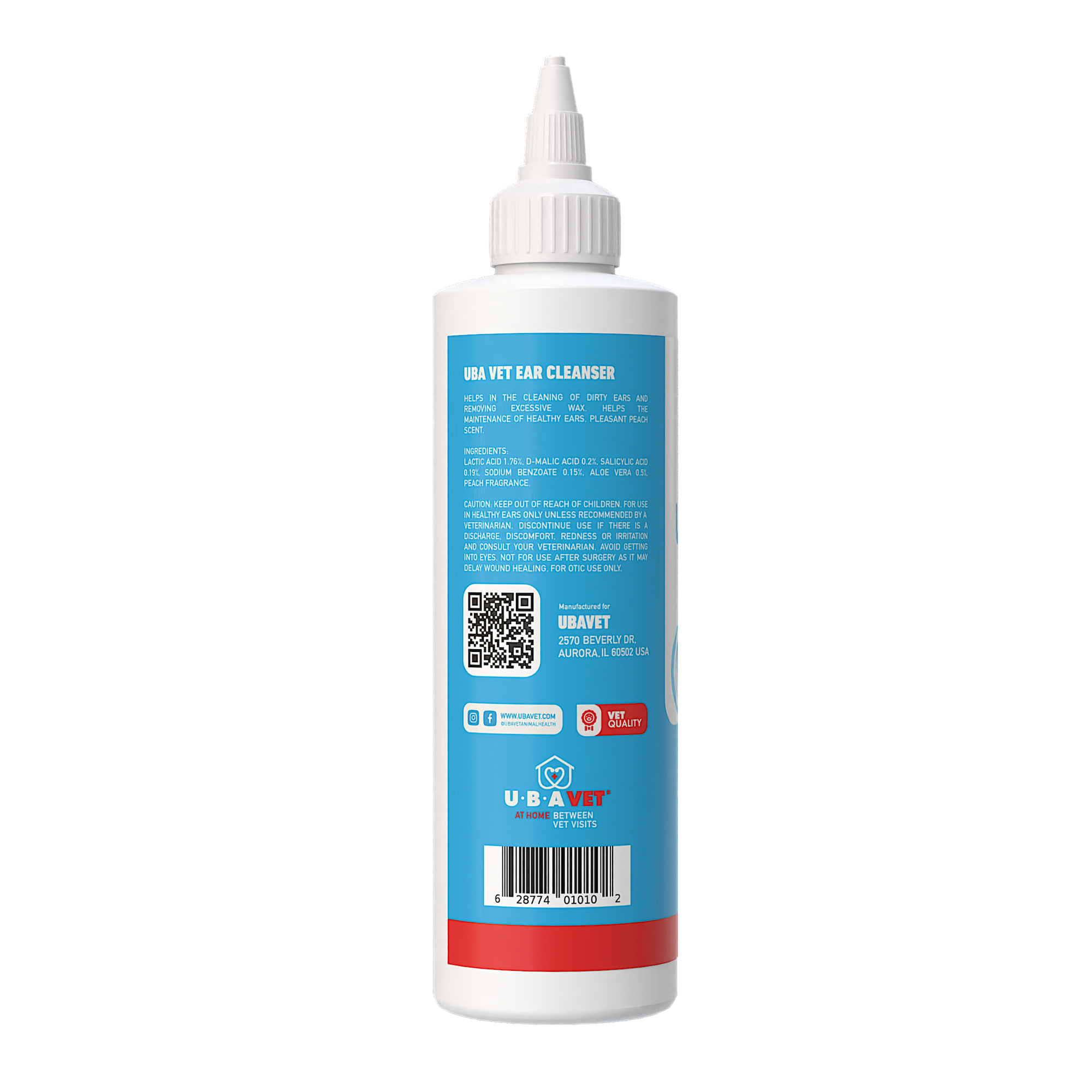 UBAVET Vet Ear Cleansing Solution for Dogs & Cats – (4 fl oz / 120ml)