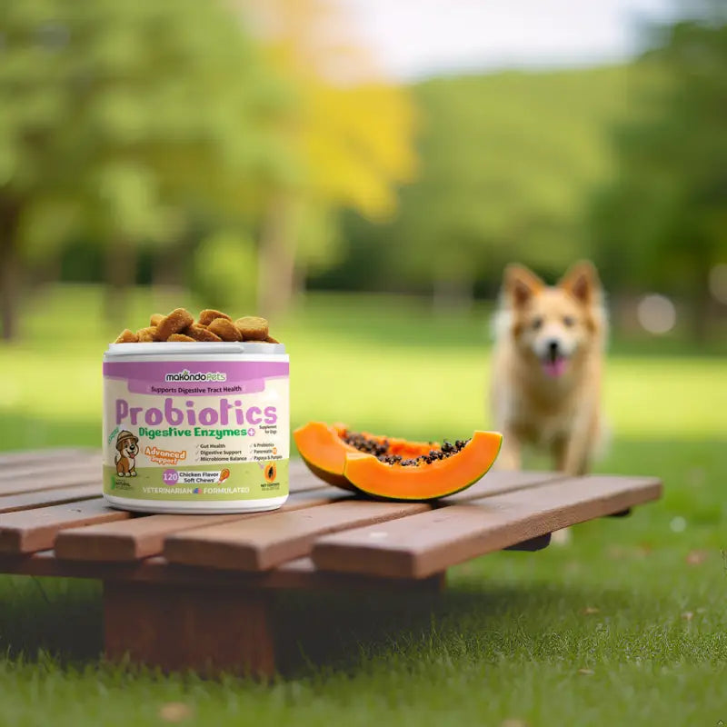 Makondo Pets Dog Probiotics Digestive Enzymes - 120 Soft Chews