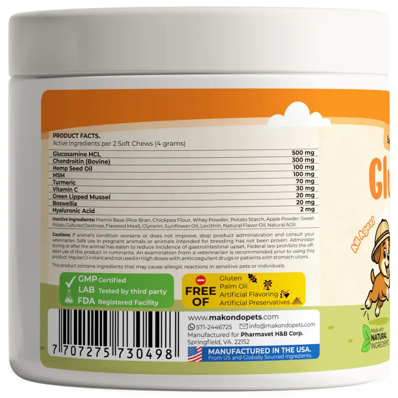 Makondo Pets Glucosamine for Dogs - 120 Soft Chews