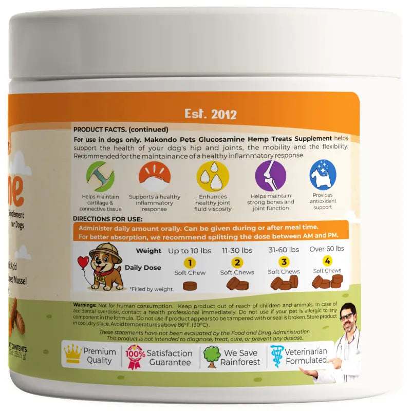 Makondo Pets Glucosamine for Dogs - 120 Soft Chews